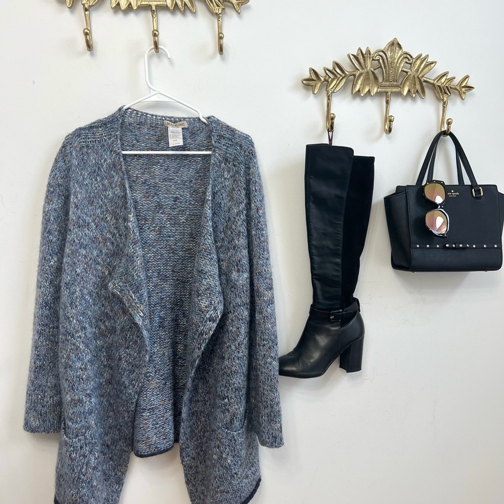 🐑WOOL blend Made in 🇮🇹Maryline wool blend waterfall cardigan sweater L/Xl - Picture 7 of 7